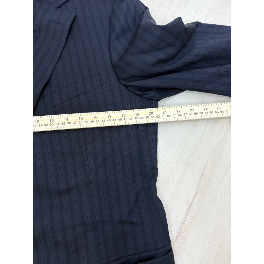 Zegna Blazer Suit Jacket Mens 52 L Navy Blue Pinstripe Wool Italy City Luxury